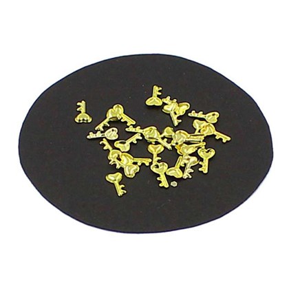 Folhas de Luxo 50 Peças - Modelo: Chave Coração 3x5mm; Cor: Dourada