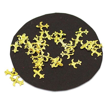 Folhas de Luxo 50 Peças - Modelo: Flor de Lis 5x6mm; Cor: Dourado