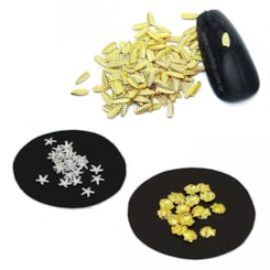 Folhas de Luxo 50 Peças - Modelo: Gaiolinha 4 x 5mm - Dourado Folhas de Luxo 50 Peças - Modelo: Gaiolinha 4 x 5mm - Dourado