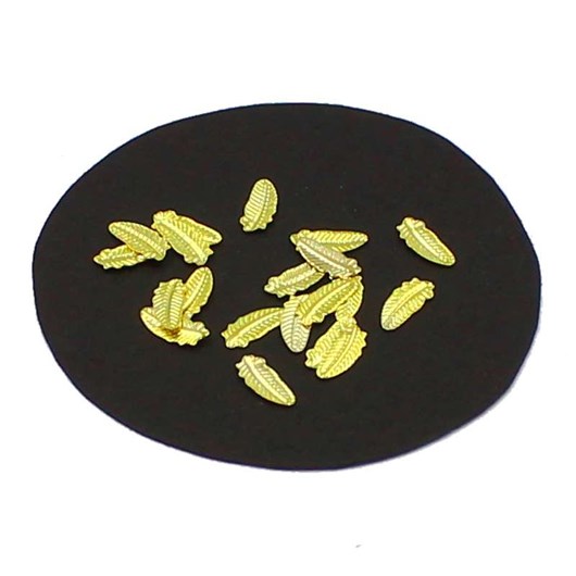 Folhas de Luxo 50 Peças - Modelo: Peninha 6 x 3mm - Dourado - Imagem principal - 0a1666a1-18ed-499e-b146-dd9a0c03cd02