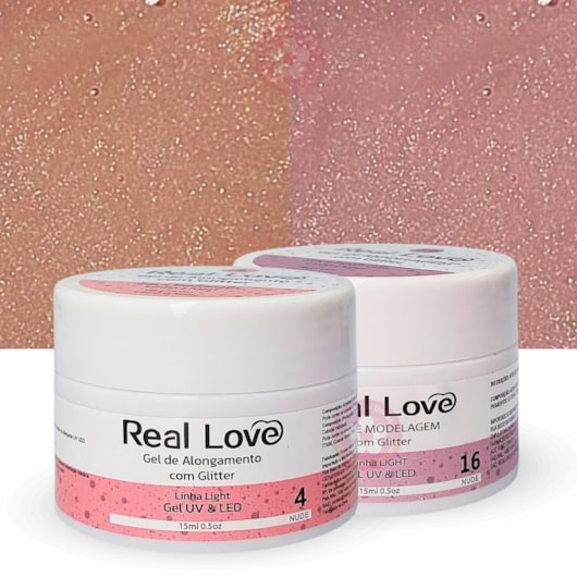 Gel autonivelante com glitter Real Love 15ml para unhas