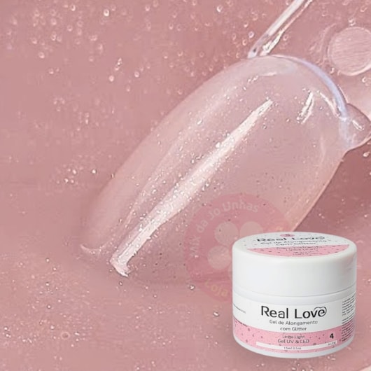 Gel autonivelante com glitter Real Love 15ml para unhas