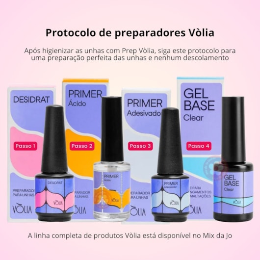 Gel Base Vòlia Frasco com pincel 9g transparente para unhas