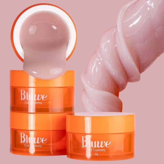 Gel Bluwe Gummy Cream Bege 30g para unhas