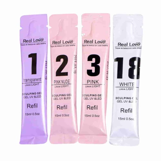 Gel Real Love Refil Sachê 15ml Linha Light Cor:8 Nude para unhas