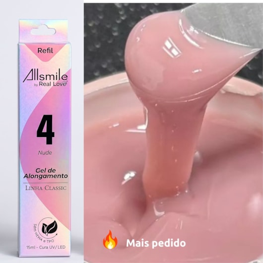 Gel Real Love sem TPO  AllSmile Refil Sachê 15ml Linha Classic para unhas