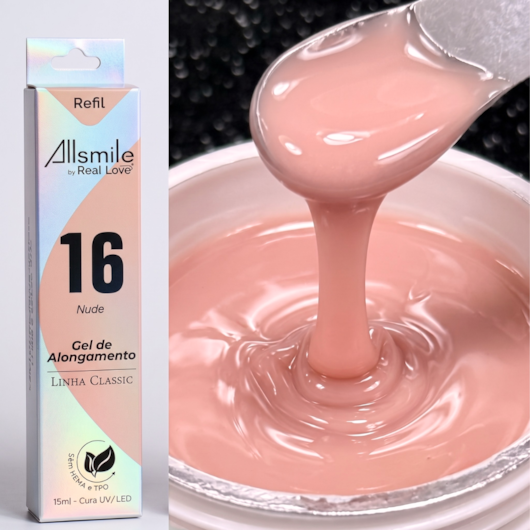 Gel Real Love sem TPO  AllSmile Refil Sachê 15ml Linha Classic para unhas
