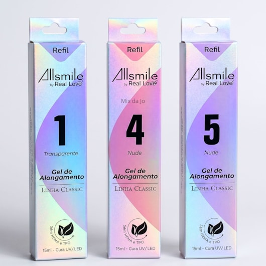 Gel Real Love sem TPO  AllSmile Refil Sachê 15ml Linha Classic para unhas