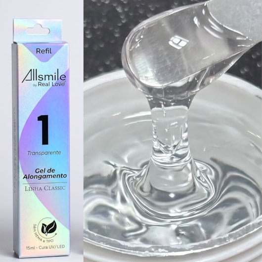 Gel Real Love sem TPO  AllSmile Refil Sachê 15ml Linha Classic para unhas