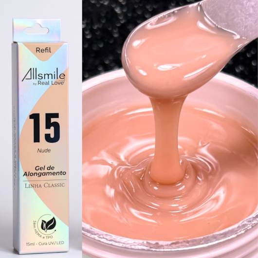 Gel Real Love sem TPO  AllSmile Refil Sachê 15ml Linha Classic para unhas