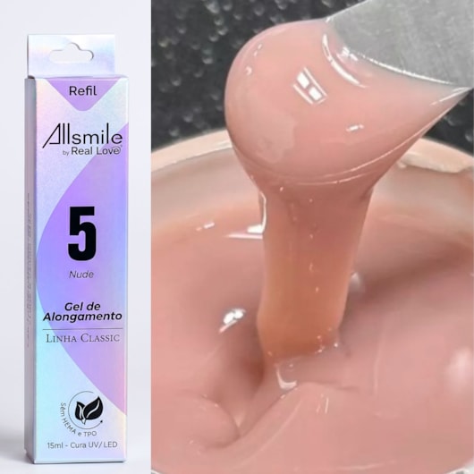 Gel Real Love sem TPO  AllSmile Refil Sachê 15ml Linha Classic para unhas
