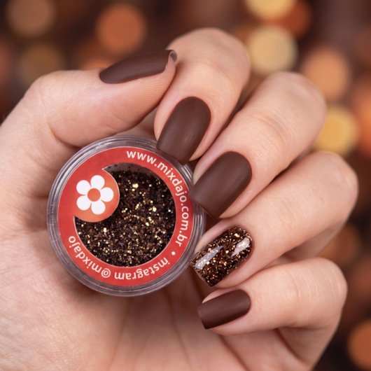 Glitter Flocado Café 05 para unhas