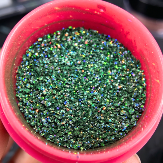 Glitter Flocado Verde Holográfico Mix da Jo para unhas