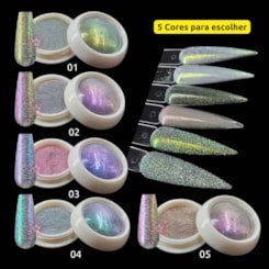Glitter refletivo Com pó cromado camaleão 5 Cores Glitter refletivo Com pó cromado camaleão 5 Cores