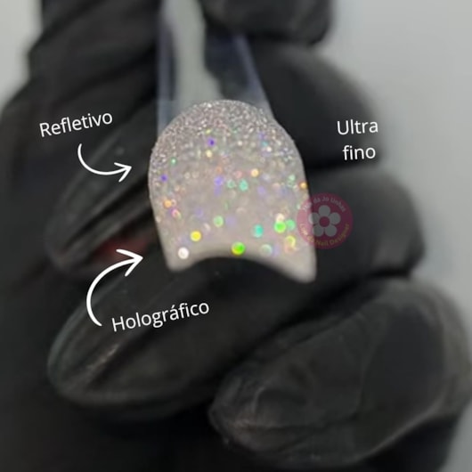 Glitter ultra fino refletivo prateado holográfico para unhas