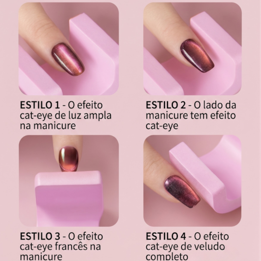 Ímã para Esmalte Magnético Formato U Casinha - Efeito Cat Eye e Veludo para unhas