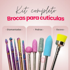 Kit 10 brocas para manicure com organizador