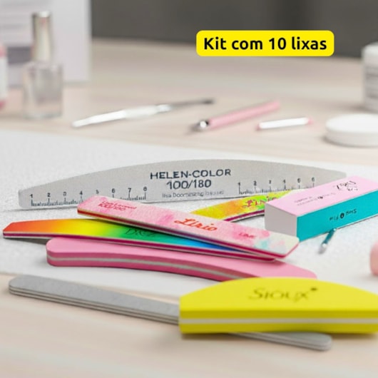 Kit 10 lixas para alongamento variadas para unhas