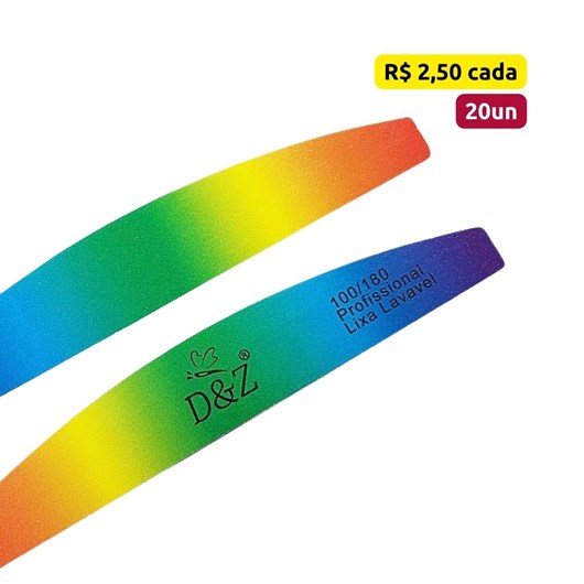 Kit 20 Lixas Boomerang D&Z 100/180 Colorida - Imagem principal - 71320a20-ea89-4ade-98e5-8276868491c1