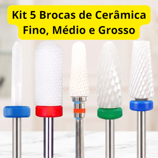 Kit 5 Brocas Cerâmica para Alongamento para unhas