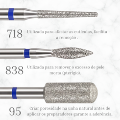 Kit 6 Brocas para Cutícula e Alongamento + Brinde Escova de Limpeza