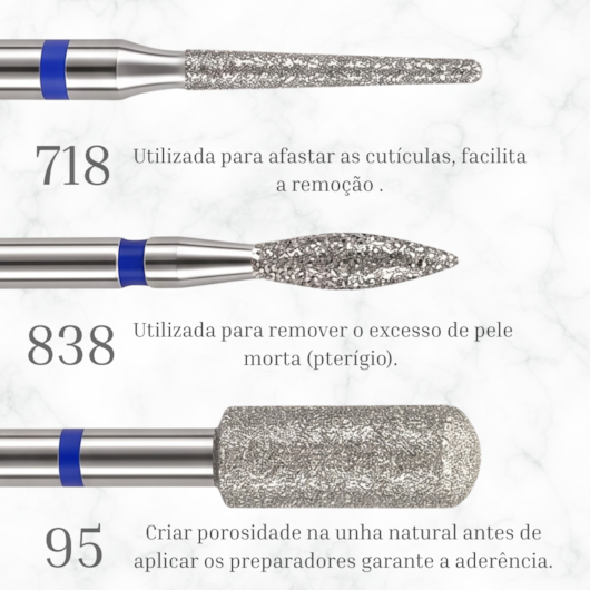 Kit 6 Brocas para Cutícula e Alongamento + Brinde Escova de Limpeza para unhas