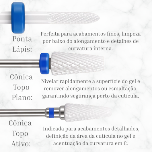 Kit 6 Brocas para Cutícula e Alongamento + Brinde Escova de Limpeza para unhas