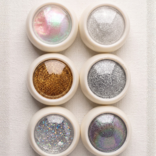 Kit 6 Pós Decorativos para Unhas: Cromado, Platinado e Glitter Refletivo Holográfico modelo: 240 para unhas