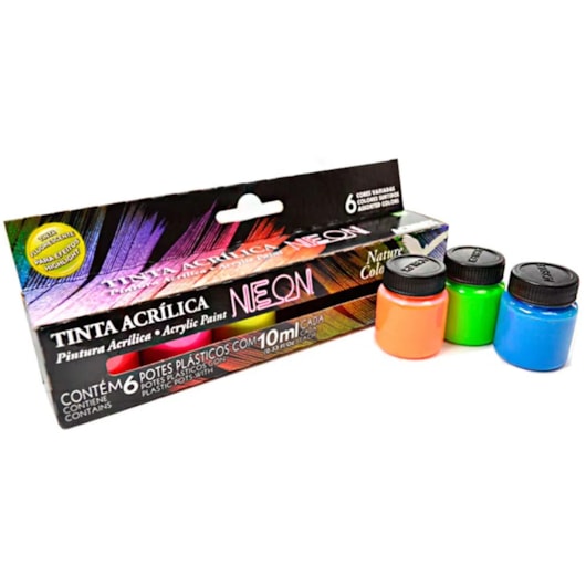 Kit 6 Tintas Neon Acrilex para unhas