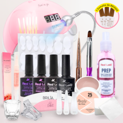 Kit Alongamento Molde F1 Completo Real Love com Cabine 48W Bivolt + Esmalte Brinde