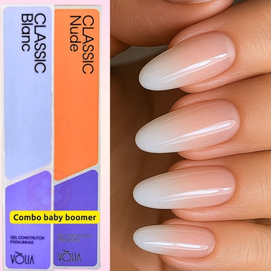 Kit Baby Boomer Gel Volia Blanc e Nude para unhas