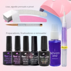 Kit blindagem de unhas em gel Real Love 12 itens pessoal ou profissional com manual