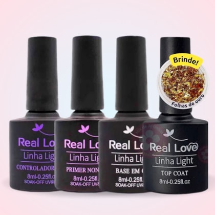 Kit blindagem de unhas em gel Real Love 4 itens