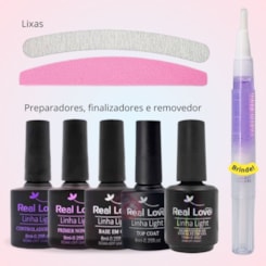 Kit blindagem de unhas em gel Real Love 8 itens pessoal ou profissional Kit blindagem de unhas em gel Real Love 8 itens pessoal ou profissional