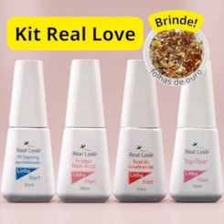 Kit Blindagem de unhas em gel Real Love linha Start 4 itens + Brinde