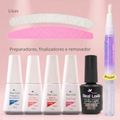 Kit Blindagem de unhas em gel Real Love linha Start 8 itens