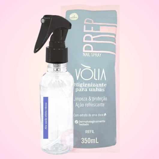 Kit Borrifador e Prep Vòlia sache Refil 350ml Higienizador para unhas