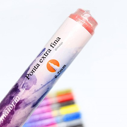 Kit caneta marcador decoração com glitter 0.7mm 12 cores D&Z