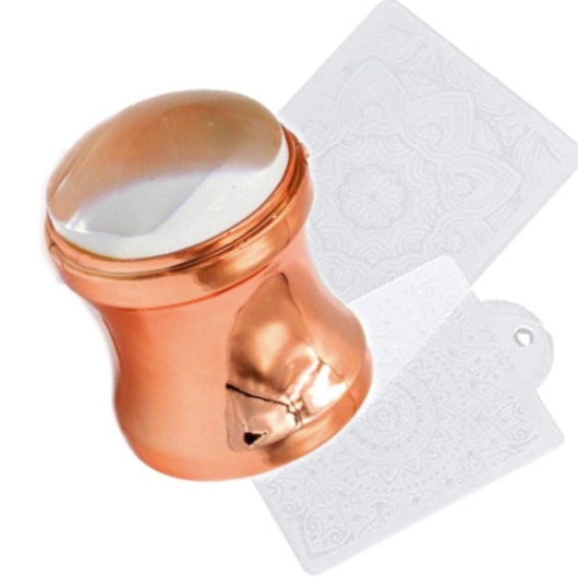 Kit Carimbo Placa E Raspador Bronze C/ Zoom para unhas