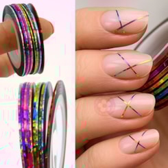 Kit Com 10 Fitilhos Adesivos Holográficos