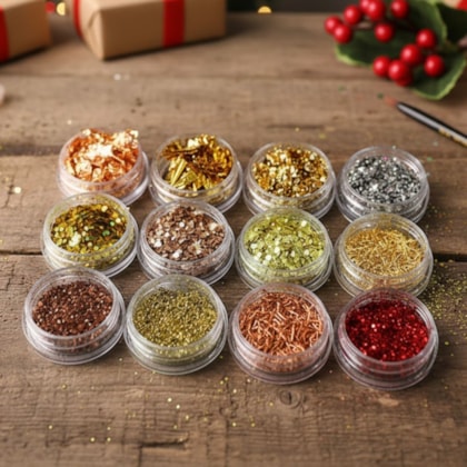 Kit com 12 Glitter Dourados