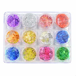 Kit com 12 Madre Pérola com Foil Colorido Kit com 12 Madre Pérola com Foil Colorido