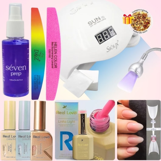 Kit Completo para Alongamento De Unhas com tips softgel e cabine 48w para unhas