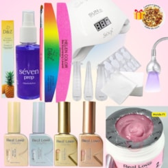 Kit Completo para Alongamento De Unhas No Molde F1 Real Love com Cabine 48W Kit Completo para Alongamento De Unhas No Molde F1 Real Love com Cabine 48W