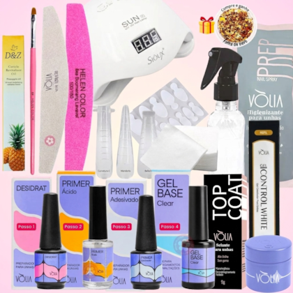 Kit Completo para Alongamento De Unhas No Molde F1 Vòlia com Cabine 48W