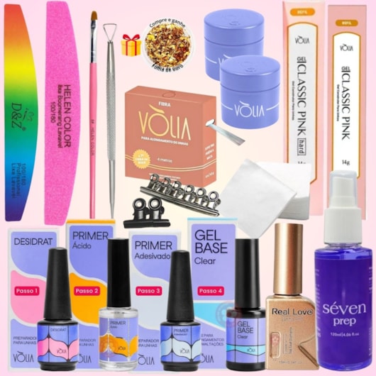 Kit Completo para Alongamento unhas de fibra Vòlia Profissional para unhas