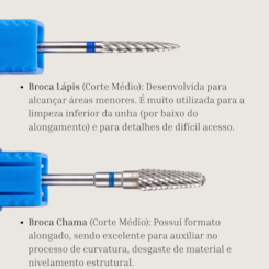 Kit de 4 Brocas de Tungstênio para Alongamento de Unhas - Cortes Médio e Fino