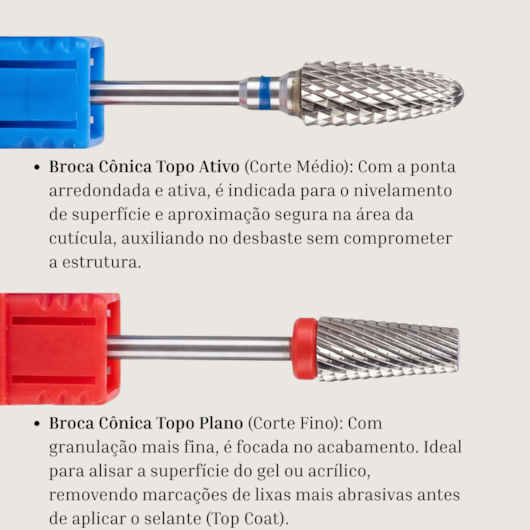 Kit de 4 Brocas de Tungstênio para Alongamento de Unhas - Cortes Médio e Fino para unhas