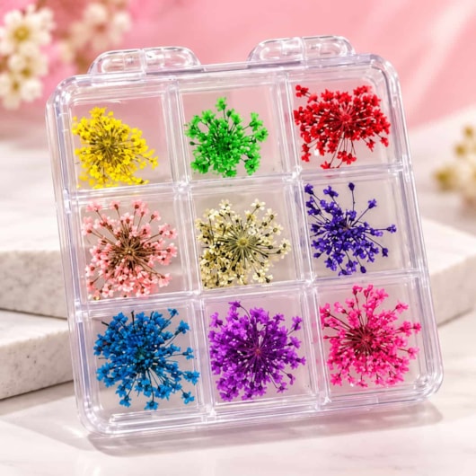 Kit de Flores Secas para Unhas Encapsuladas com 9 Cores para unhas