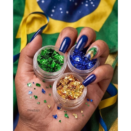 Kit de foil colorido cromado Brasil Copa do mundo bandeira para unhas